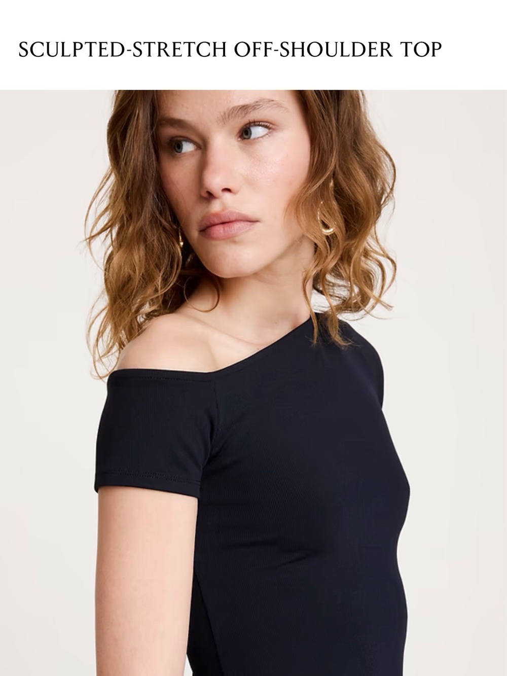 NWT Banana Republic Black One-Shoulder Stretch Crop Top Original Price $90 - Picture 2 of 5